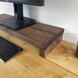 Rustic Wooden Monitor Riser Shelf - Desk Organiser Scaffold Board Stand - thumbnail 2
