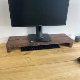 Rustic Wooden Monitor Riser Shelf - Desk Organiser Scaffold Board Stand - thumbnail 3