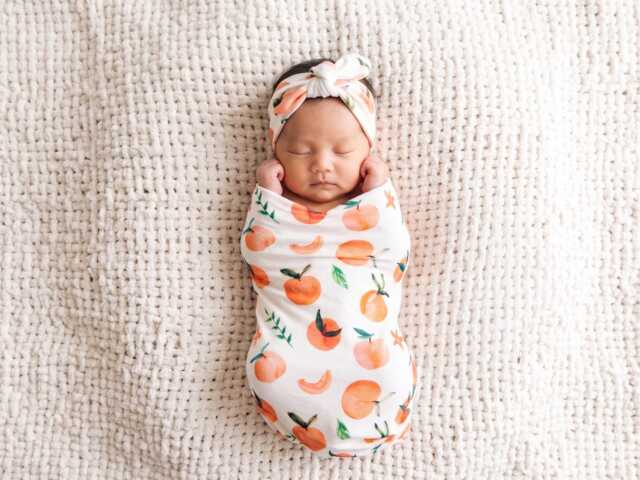 Peach Baby Girl Swaddle Blanket 35x40 - image 1
