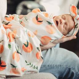 Peach Baby Girl Swaddle Blanket 35x40 - thumbnail 3