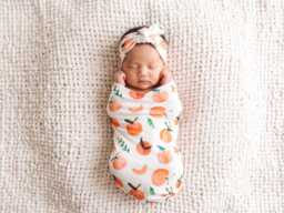 Peach Baby Girl Swaddle Blanket 35x40 - thumbnail 1