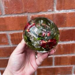 Flower Preservation Sphere Resin Tea Light Holder, Memorial Keepsake - thumbnail 4