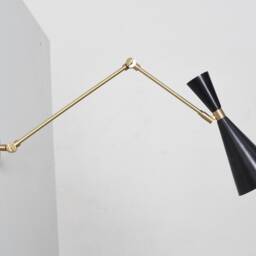 Mid Century Wall Sconce Light Lamp Gold Lelo 3 , Handmade Brass Stilnovo Modern Light, Bed Reading Kitchen - thumbnail 4