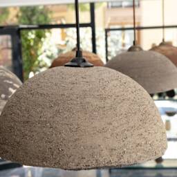 Handmade Wabi Sabi Stoneware Pendant Light Textured Ceramic Chandelier - thumbnail 2