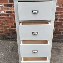 Tall Boy Chest Of Drawers in Shaker Style. Painted With Wood Top, Made To Measure Any Size & Colour. Bedroom Storage - thumbnail 3