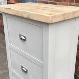 Tall Boy Chest Of Drawers in Shaker Style. Painted With Wood Top, Made To Measure Any Size & Colour. Bedroom Storage - thumbnail 2