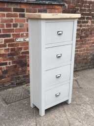 Tall Boy Chest Of Drawers in Shaker Style. Painted With Wood Top, Made To Measure Any Size & Colour. Bedroom Storage