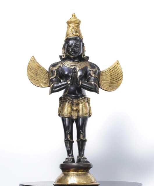 22-Inch Brass Lord Garuda Statue in Black Or Brown Finish, Dev Murti, Idol, Sculpture, Spiritual Figurine - image 1