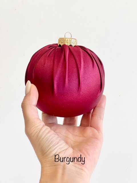 Handmade Burgundy Satin Christmas Ball Ornament - image 1