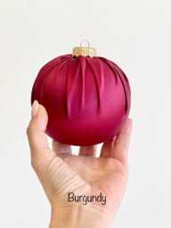 Handmade Burgundy Satin Christmas Ball Ornament