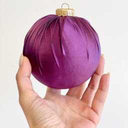 Handmade Burgundy Satin Christmas Ball Ornament - thumbnail 3