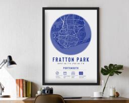 Portsmouth Fratton Park Map - Prints & Frames Available Pompey Football Gift For Him Stadium Artwork Dad Brother Boyfriend Supporter - thumbnail 1