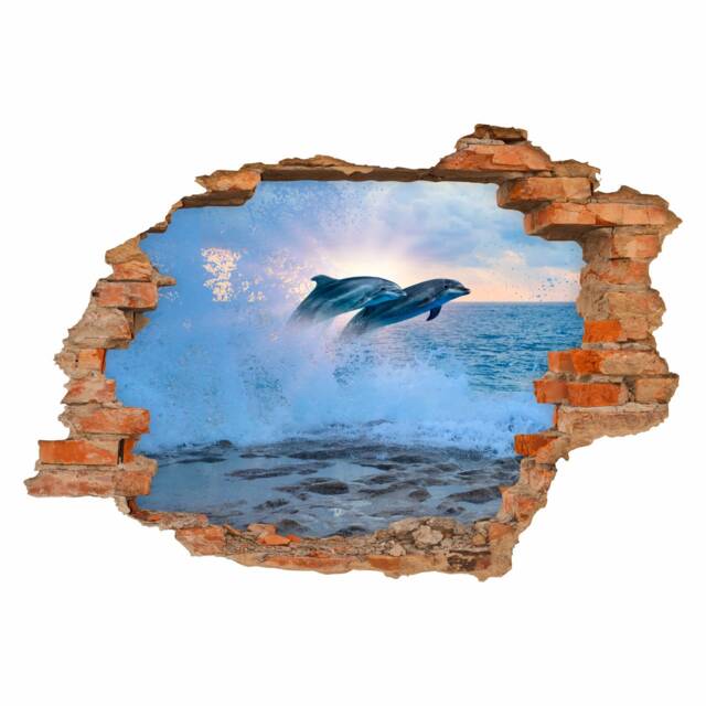 034 Wall Decal - Hole in The Dolphins Water Sea 6 Sizes Leaking Sticker Mural Decoration Children's Room Nikima - image 1