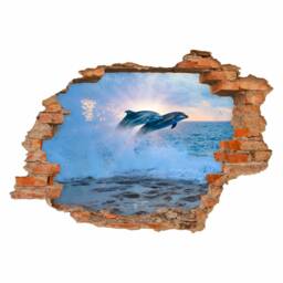 034 Wall Decal - Hole in The Dolphins Water Sea 6 Sizes Leaking Sticker Mural Decoration Children's Room Nikima - thumbnail 1