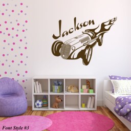 Wall Vinyl Decal Put Your Name Create Custom Personalized Boy's With Hot Rod Car Auto Decor For Nursery Or Children's Room - #1019D - thumbnail 3