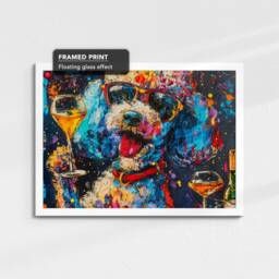 Poodle Toasting Drink Glasses Dog Pet Art Abstract Oil Painting Framed Poster Print & Canvas Wall Living Home Decor Interior Gift - thumbnail 3