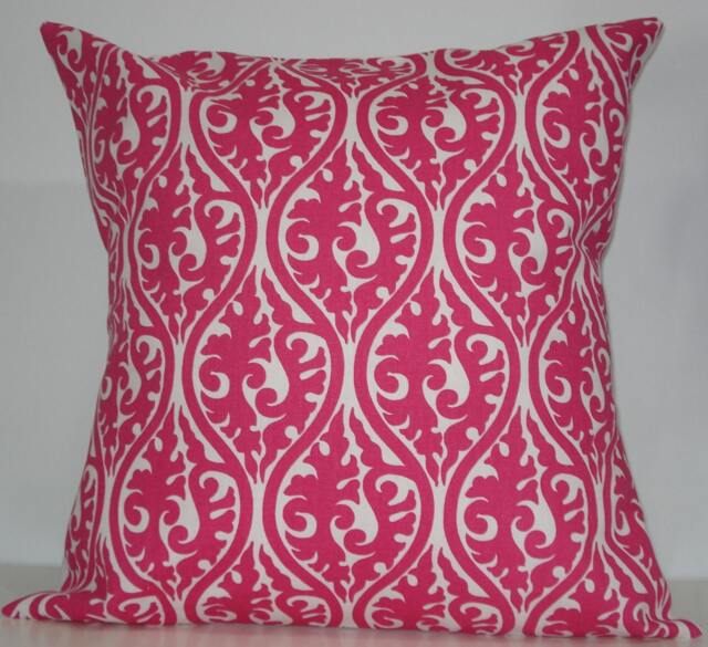 New 18x18 Inch Designer Handmade Pillow Case in Pink & White
