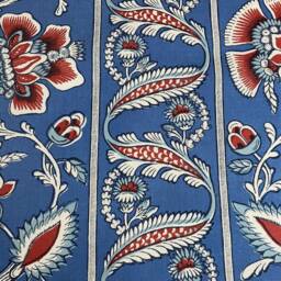 Schumacher Marielle Vine Denim & Red Cushion Cover Pillow Double Sided - thumbnail 3