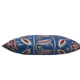 Schumacher Marielle Vine Denim & Red Cushion Cover Pillow Double Sided - thumbnail 2