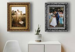 French Baroque Ornate Picture Frame, Antique Gold Silver Swept Frame - thumbnail 1