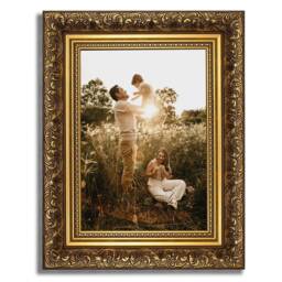 French Baroque Ornate Picture Frame, Antique Gold Silver Swept Frame - thumbnail 3