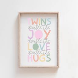 Twin Sister Prints, Twins Bedroom Wall Art, It's A Thing, Girls Decor, Siblings, Nursery Pastel Rainbow - thumbnail 2