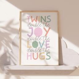 Twin Sister Prints, Twins Bedroom Wall Art, It's A Thing, Girls Decor, Siblings, Nursery Pastel Rainbow - thumbnail 1