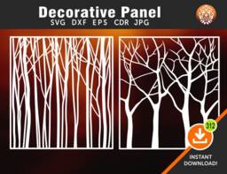 Tree Decorative Panel, Wall Decor, Room Divider, Privacy Screen, Laser, Cnc, Plasma, Cricut, Cutting File Cdr, Svg, Dxf, Ai, Eps, Jpg - thumbnail 1