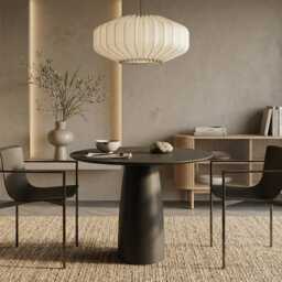 Kopar Round Black Color Dining Table D98 - thumbnail 2