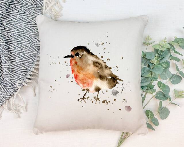 Robin Cushion , Scatter Garde Bird Throw Pillow Lover Home Decor - Room Nanny Nanna Grandma Gift - image 1