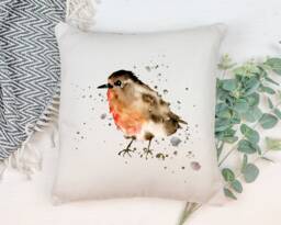 Robin Cushion , Scatter Garde Bird Throw Pillow Lover Home Decor - Room Nanny Nanna Grandma Gift - thumbnail 1