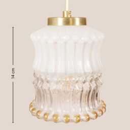 Angela Vintage Pendant Light Handcrafted Glass Lamp Textured Retro Ceiling Fixture Yugoslavia Gold Brass - thumbnail 4
