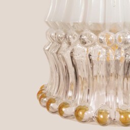 Angela Vintage Pendant Light Handcrafted Glass Lamp Textured Retro Ceiling Fixture Yugoslavia Gold Brass - thumbnail 2