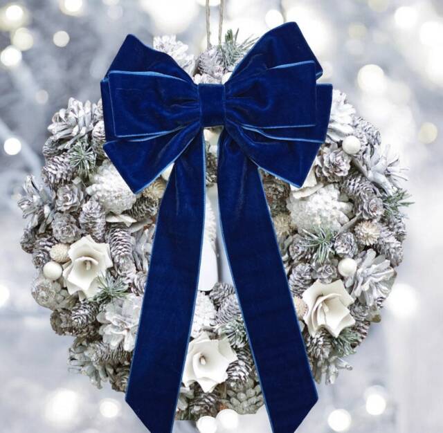 Luxury Velvet Royal Blue 8 Inch Bow With Back Tie. Christmas/Wreaths/Decor - image 1