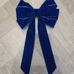 Luxury Velvet Royal Blue 8 Inch Bow With Back Tie. Christmas/Wreaths/Decor - thumbnail 2