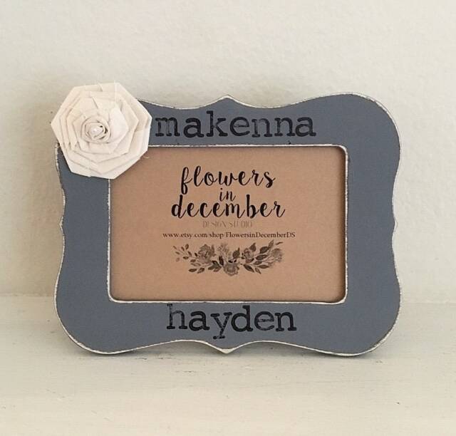 Personalized Picture Frame Hand-Painted Distressed Wood, Custom Name - image 1