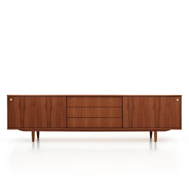 Mid-Century Sideboard, Dresser, Commode, Credenza Made Of Oak Vaneer - Teak Colour Livlo T-S02 - image 1