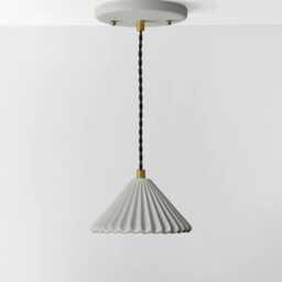 Small Picco - Ceramic Pendant Ceiling Light Handmade Minimalist Pleated Hanging Fixture in Fog Gray - thumbnail 2