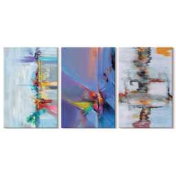 Set Of 3 Canvas Prints - Compositions Painting Style, Blue Photo Print, Abstract Wall Decor - thumbnail 1