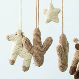 Wooden Baby Mobile Handmade Crocheted Horse & Cactus Toys - thumbnail 2