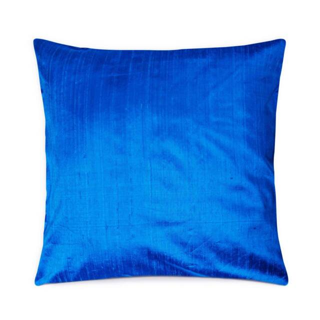 Handmade Turquoise Silk Cushion Cover - Solid Indian Throw Pillow - image 1