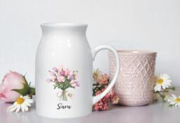 Personalised Birth Flower Jug Vase For A 60Th Milestone Birthday - Unique Custom Gift For A Sister, Friend, Mum, Grandma - thumbnail 1