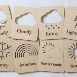 Wood Weather Flash Cards For Kids, Toddler Activities, Learning, Classroom Decor, Preschool Activities, Montessori Toddler Toys - thumbnail 3