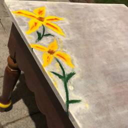 Hand Painted Set Of Pine Wooden Two Chairs & Table - thumbnail 4