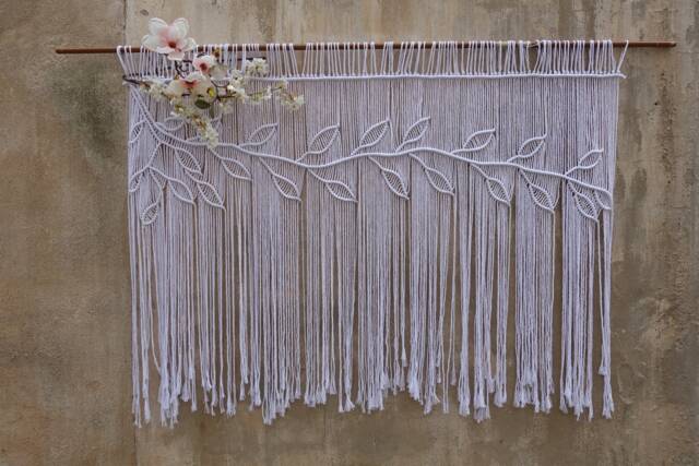 Macrame Leaf Hanging, Boho Wall Hanging, Home Decor - image 1