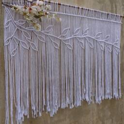 Macrame Leaf Hanging, Boho Wall Hanging, Home Decor - thumbnail 3