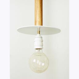 Pendant White Ceiling Lamp Wood Lighting Porcelain Socket Edison Bulb Foyer Bedroom Loft Light Restaurant - thumbnail 2
