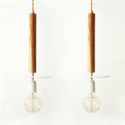 Pendant White Ceiling Lamp Wood Lighting Porcelain Socket Edison Bulb Foyer Bedroom Loft Light Restaurant - thumbnail 3