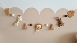 Safari Felt Animal Garland Lion, Giraffe, Monkey Nursery Decor - thumbnail 1