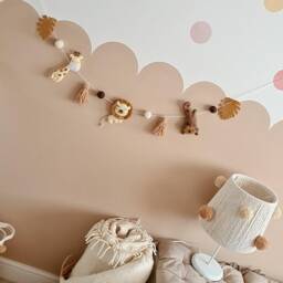 Safari Felt Animal Garland Lion, Giraffe, Monkey Nursery Decor - thumbnail 2